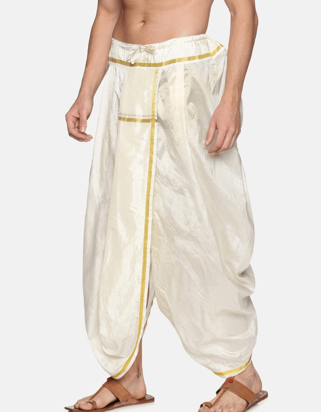 Men Beige Solid Readymade Dhoti Pant