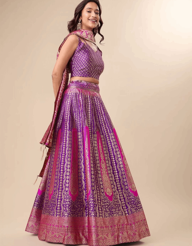 Ready to Wear Lehenga-Unstitched Blouse With Dupatta