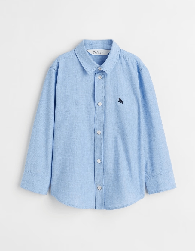 Boys Mandarin Collar Cotton Casual Shirt