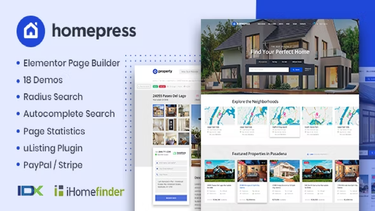 homepress real estate wordpress theme