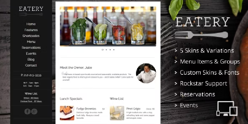 eatery responsive restaurant wordpress theme