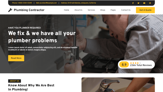 free plumbing wordpress theme