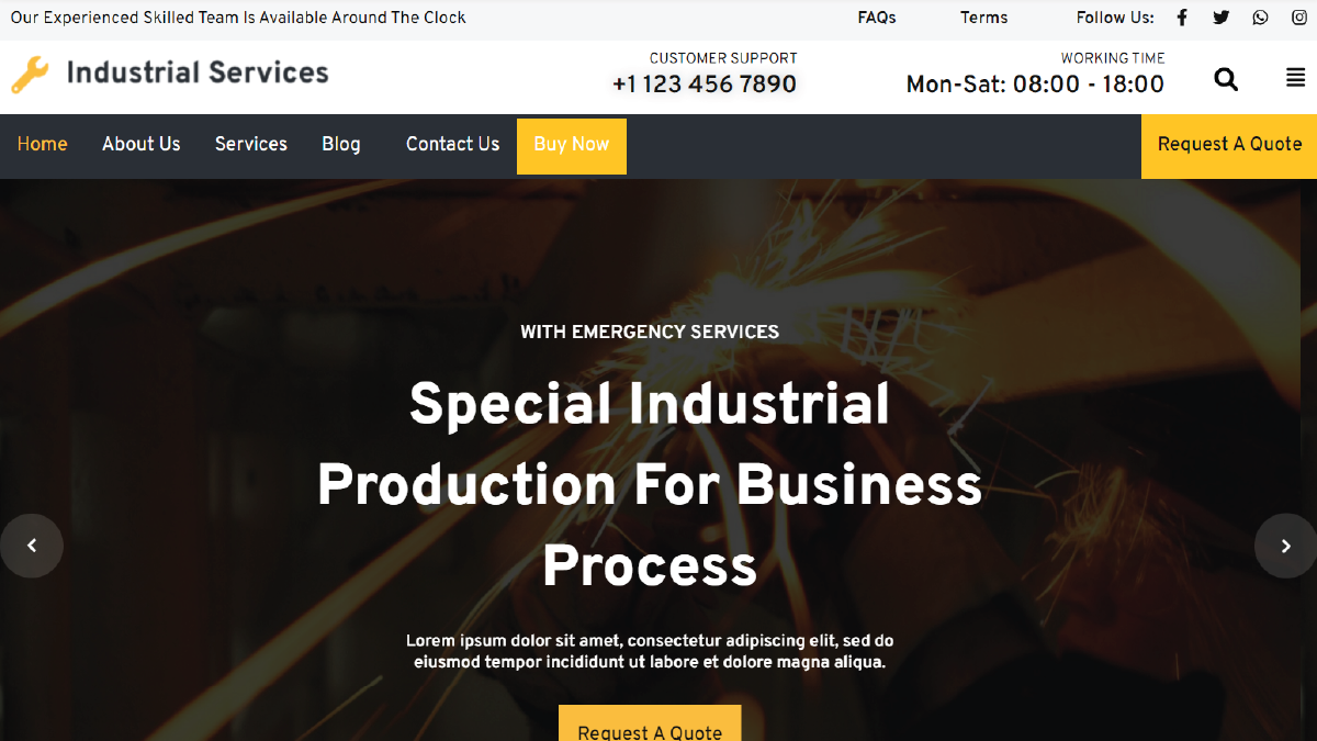 industrail services wordpress theme