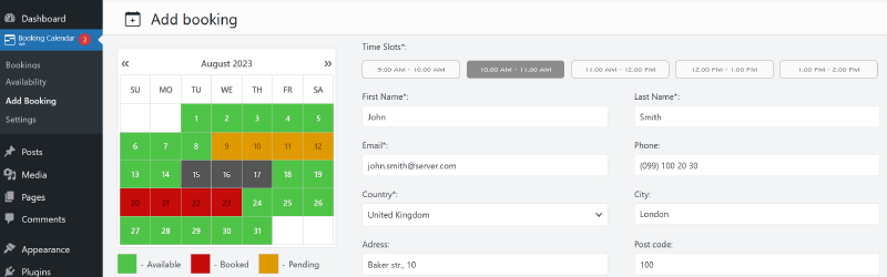booking calendar plugin