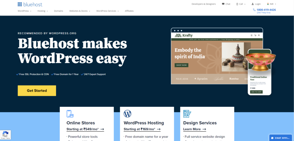 Buy Domain Hosting Best Wordpress Hosting Provider India Bluehost India