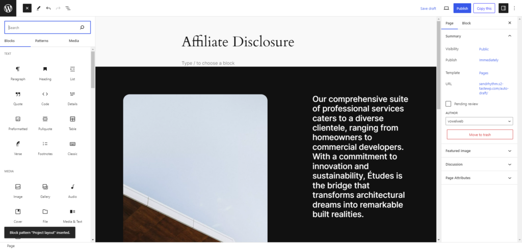 affiliate disclosure page