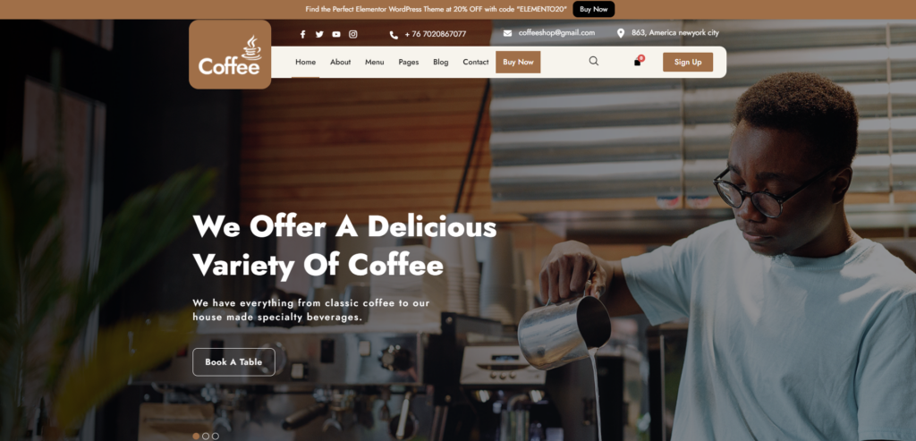 wp elemento coffee shop wordpress theme