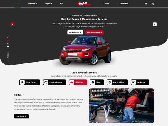 free auto car repair theme