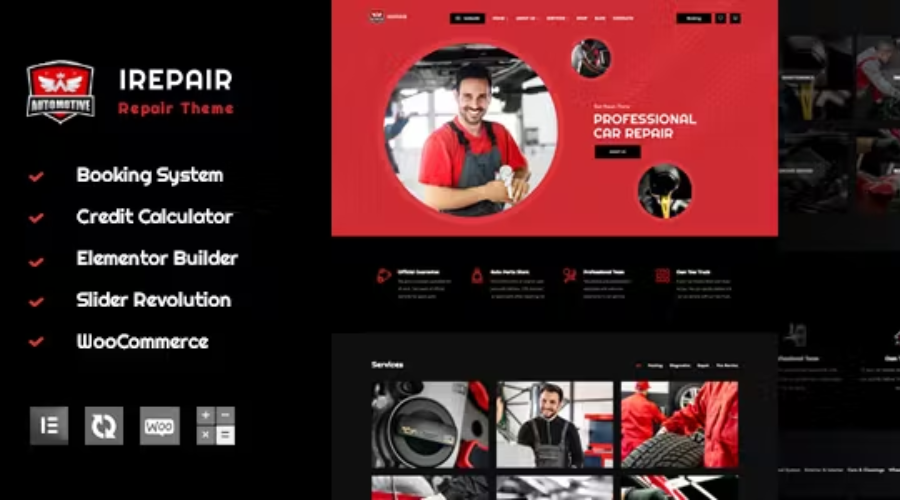 irepair auto repair shop website templates