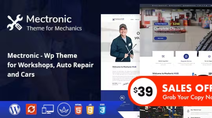 mectronic auto repair shop website templates